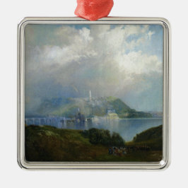 Vy över Fairmount Vatten Works (Philadelphia, PA) Julgransprydnad Metall