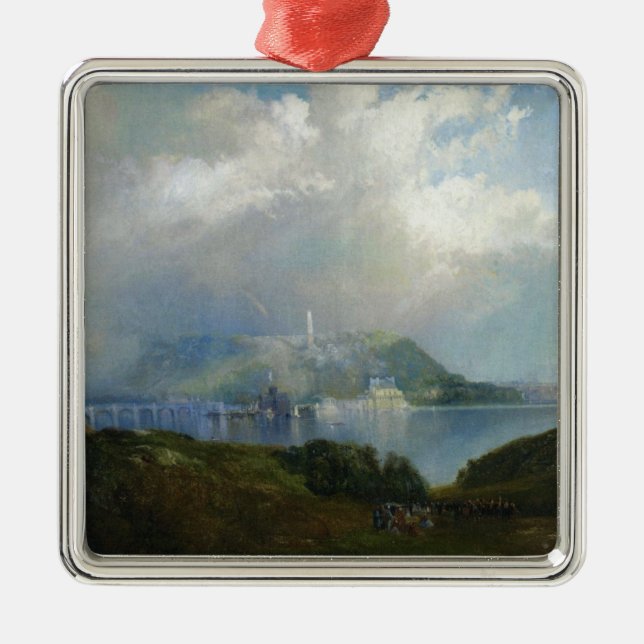 Vy över Fairmount Vatten Works (Philadelphia, PA) Julgransprydnad Metall (Framsidan)