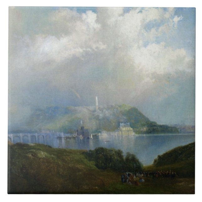 Vy över Fairmount Vatten Works (Philadelphia, PA) Kakelplatta (Framsidan)