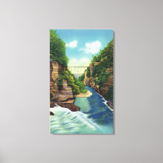 Vy över Fall Bäck Gorge Canvastryck (Framsida)