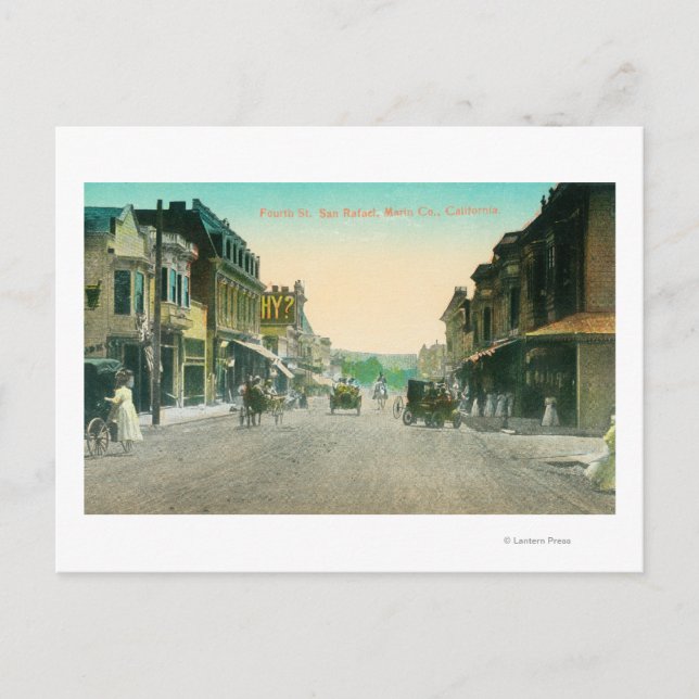 Vy över fjärde gatunumret 2 San Rafael, CA Vykort (Framsida)