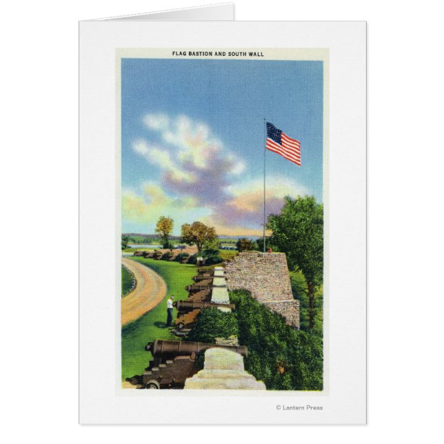 Vy över Flagga- och syd-muren Hälsningskort (Framsidan)