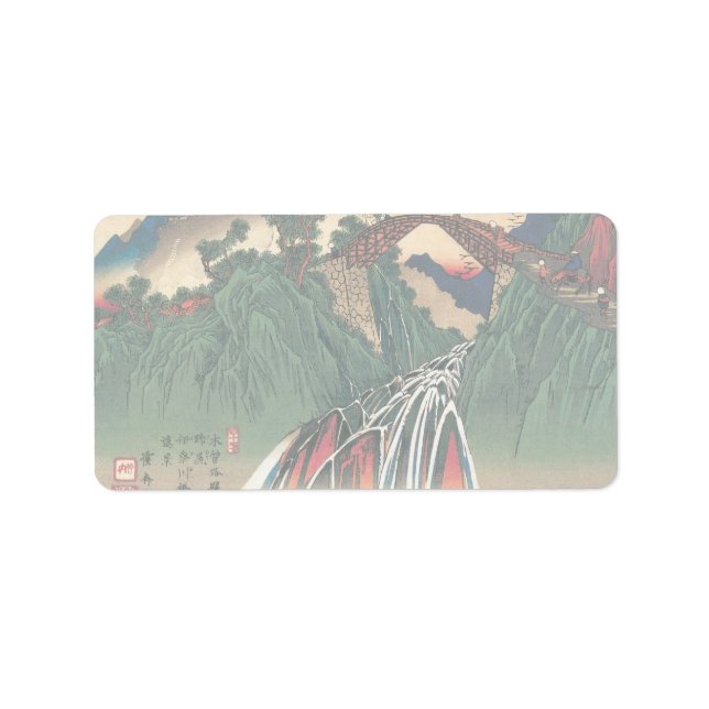 Vy över floden Ina, Nojiri av Hiroshige Adressetikett (Framsidan)