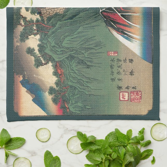 Vy över floden Ina, Nojiri av Hiroshige Kökshandduk (Vikta)