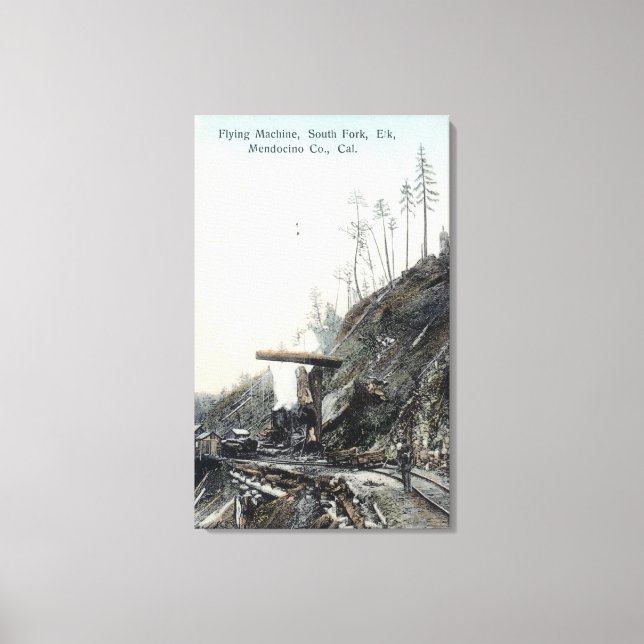 Vy över flygande Maching, South ForkElk, CA Canvastryck (Framsida)