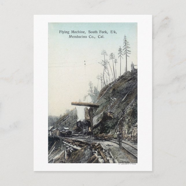 Vy över flygande Maching, South ForkElk, CA Vykort (Framsida)