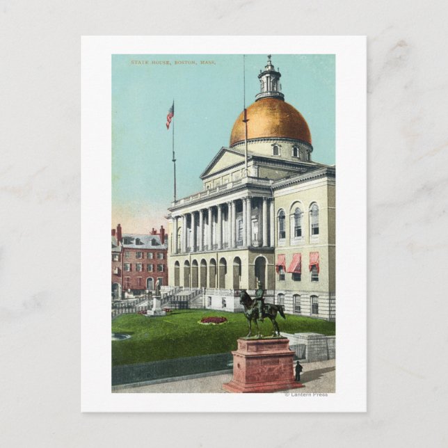 Vy över Front Gräsmatta of the State House Vykort (Framsida)