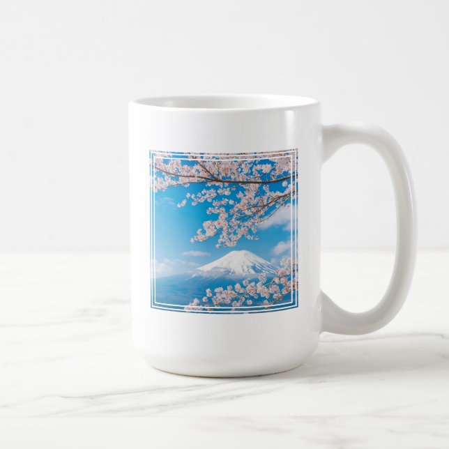 Vy över Fuji-berget med Cherry-Blommar Kaffemugg (Höger)
