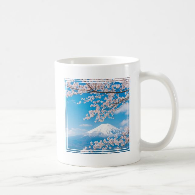 Vy över Fuji-berget med Cherry-Blommar Kaffemugg (Höger)
