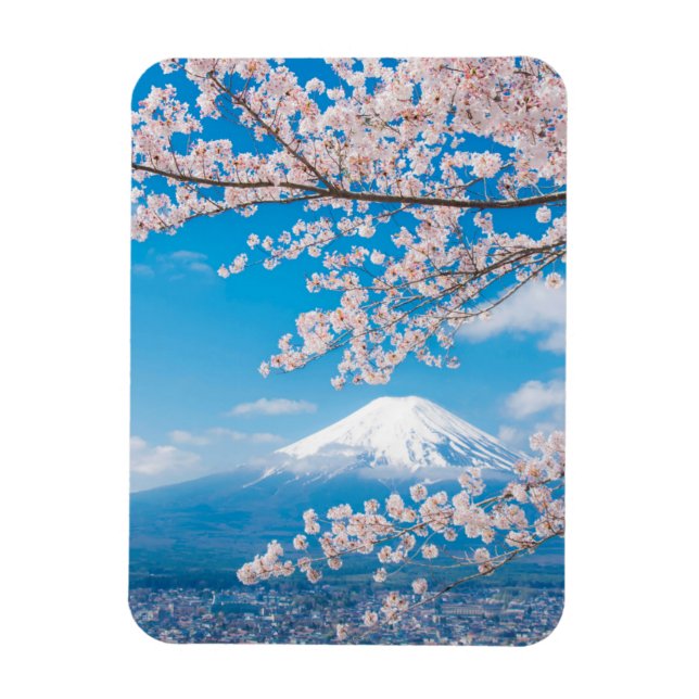 Vy över Fuji-berget med Cherry-Blommar Magnet (Vertikal)