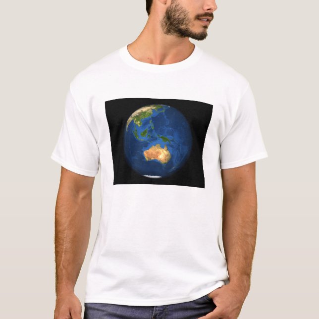 Vy över fullt jorden som visar Indonesien, Oceanen Tee Shirt (Framsida)