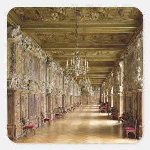Vy över Galerie Francois I, 1528-40 Fyrkantigt Klistermärke