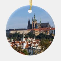 Vy över gamla stan och Prag slott, Tjeckien