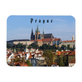 Vy över gamla stan och Prag slott, Tjeckien Magnet