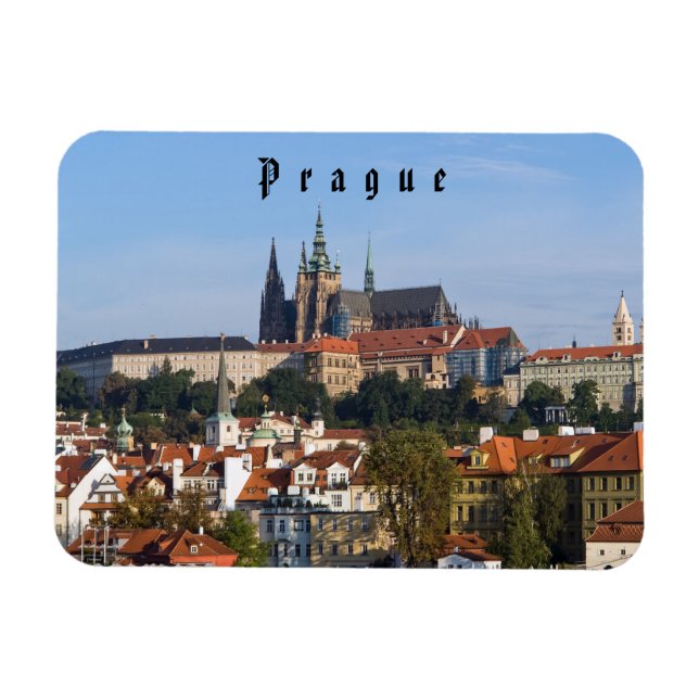 Vy över gamla stan och Prag slott, Tjeckien Magnet (Horisontell)