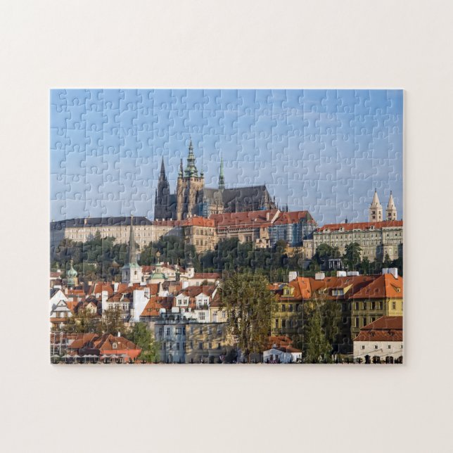 Vy över gamla stan och Prag slott, Tjeckien Pussel (Horisontell)