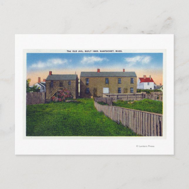 Vy över gammal jail vykort (Framsida)