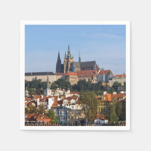Vy över gammal stad och Prag-slott, Tjeckien Pappersservett