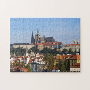 Vy över gammal stad och Prag-slott, Tjeckien Pussel