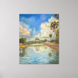 Vy över gångbron från sjö canvastryck