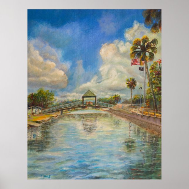 Vy över gångbron från sjö poster (Framsidan)