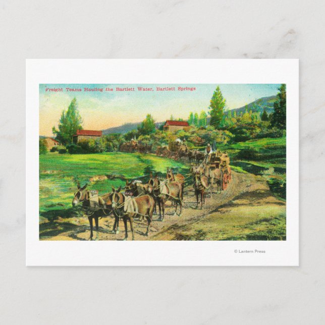 Vy över godsteamerna Hauling Bartlett Vatten Vykort (Framsida)