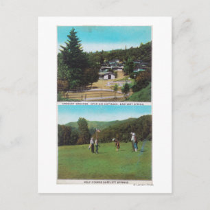 Vy över Golfkurs, korkettgrund, stugor Vykort