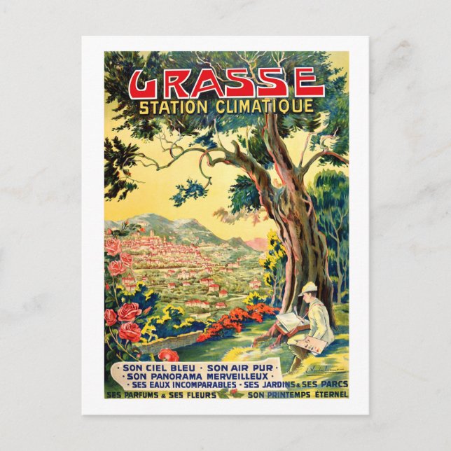 Vy över Grasse stad, sommar i Frankrike Vykort (Framsida)
