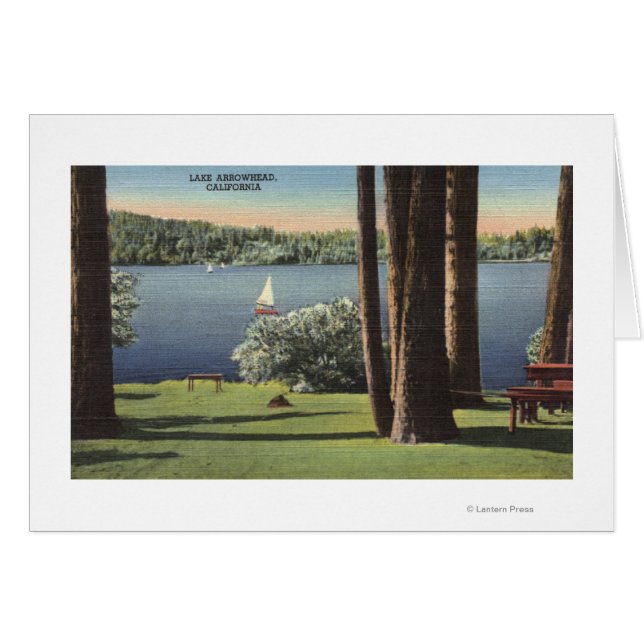 Vy över Grassy Shore & Sjö Hälsningskort (Framsidan Horizontal)