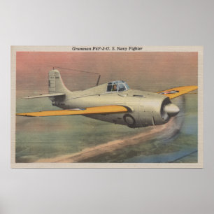 Vy över Grumman F4F-3-U.S. Navy Fighter Poster