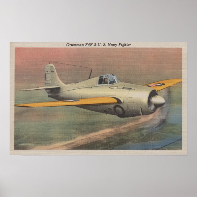 Vy över Grumman F4F-3-U.S. Navy Fighter Poster (Framsidan)