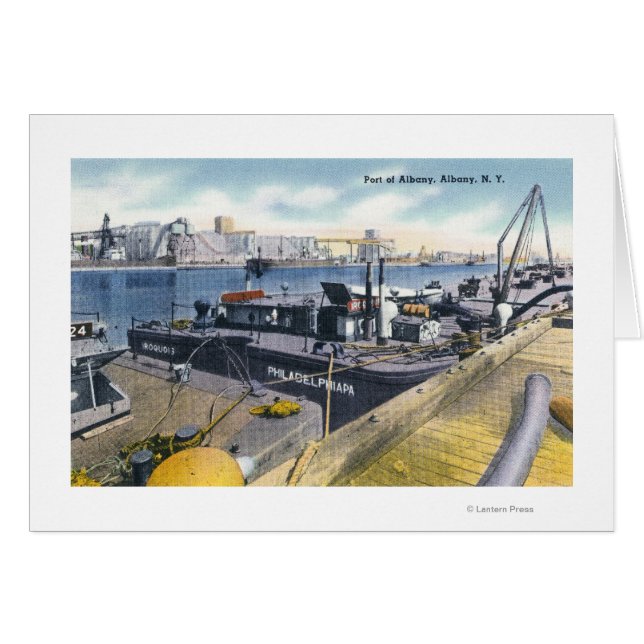 Vy över hamnen i Albany, SS Irokvois i Hälsningskort (Framsidan Horizontal)