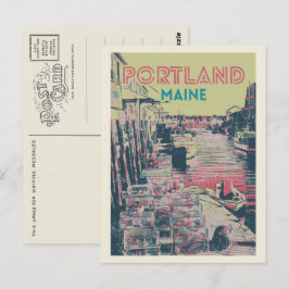 Vy över hamnen Portland Maine USA Vykort