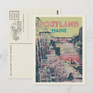 Vy över hamnen Portland Maine USA Vykort