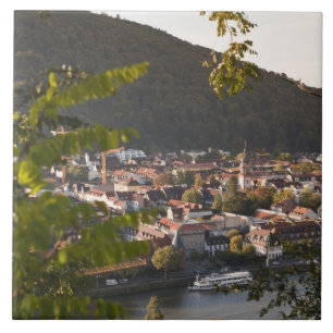 Vy över Heidelbergs gamla stad Kakelplatta