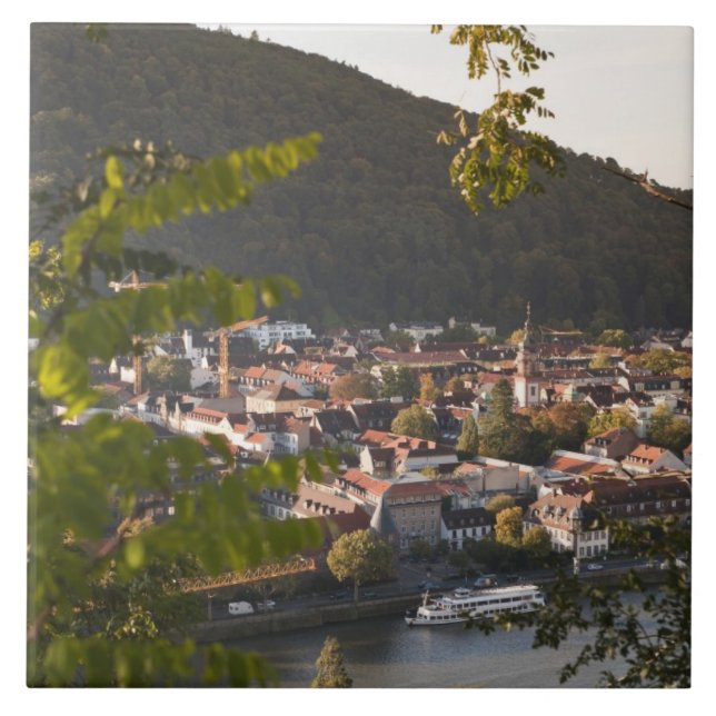 Vy över Heidelbergs gamla stad Kakelplatta (Framsidan)