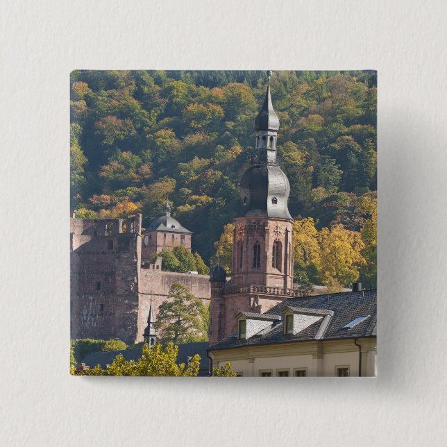 Vy över Heidelbergs gamla stad Knapp (Framsida)
