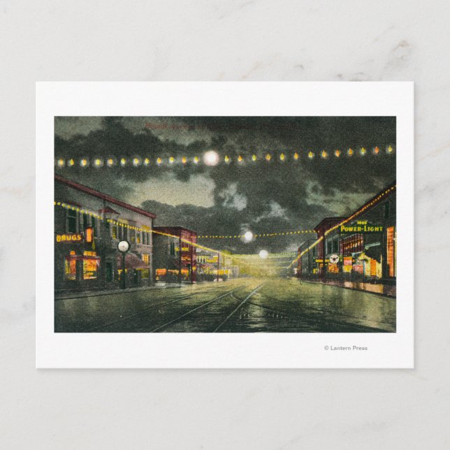 Vy över Hewitt Avenue på natten Vykort (Framsida)