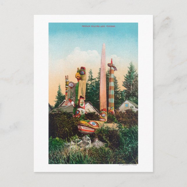 Vy över indiska Graves och Totempoles Vykort (Framsida)