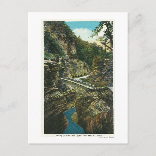 Vy över inmatningsbrygga och övre tunnel vykort (Framsida)