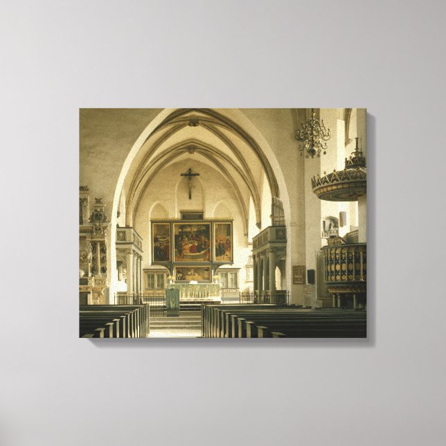 Vy över insida i kyrkan med canvastryck (Framsida)