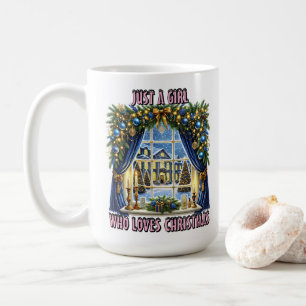 Vy över julfönstret kaffemugg