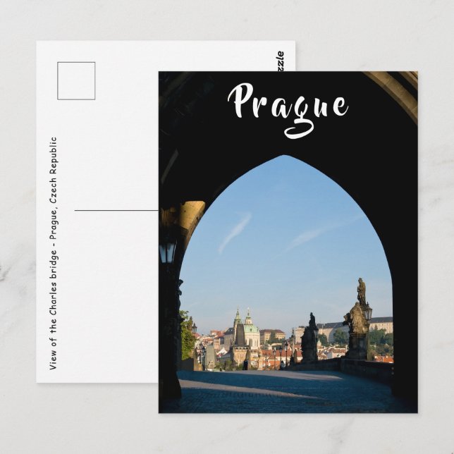 Vy över Karlsbron i Prag Vykort (Fram/baksida)
