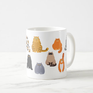 Vy över katter för tjock av tecknad kaffemugg