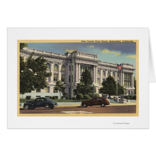 Vy över Kern County Court House Hälsningskort (Framsidan Horizontal)
