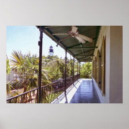 Vy över Key West Lighthouse från Hemingway House Poster