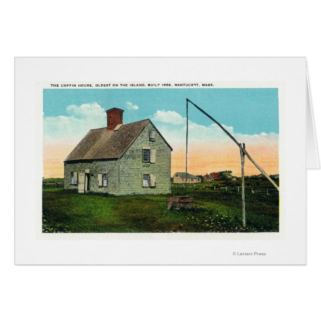 Vy över Koffinhuset, äldst på ön Hälsningskort (Framsidan Horizontal)