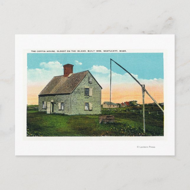 Vy över Koffinhuset, äldst på ön Vykort (Framsida)