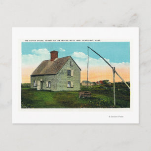 Vy över Koffinhuset, äldst på ön Vykort