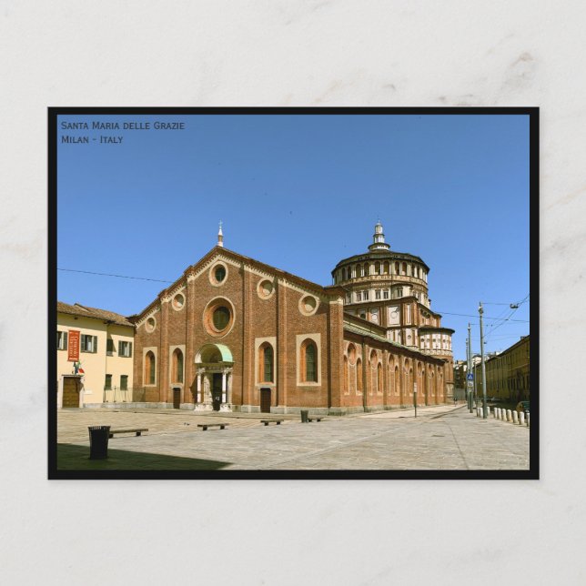 Vy över kyrkan Santa Maria delle Grazie - Milano Vykort (Framsida)